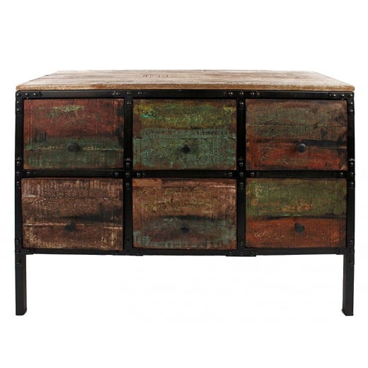 Komoda s 6 zásuvkami Shabby, 102 cm - 1