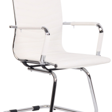 Konferenčná stolička Burnley,  pravá koža, biela - 1