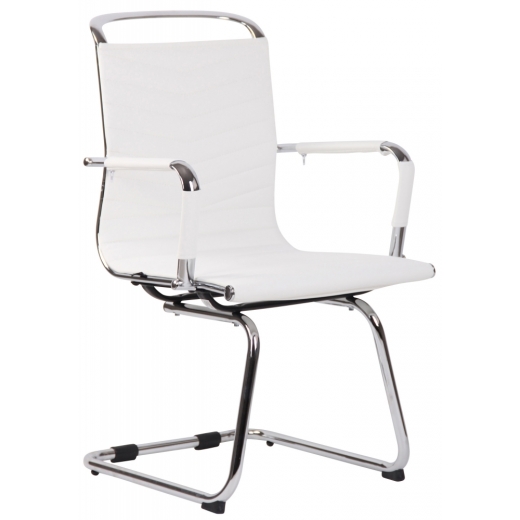 Konferenčná stolička Burnley, syntetická koža, biela - 1