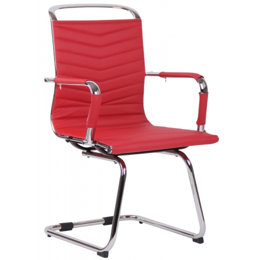 Konferenčná stolička Burnley, syntetická koža, červená - 1