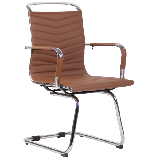 Konferenčná stolička Burnley, syntetická koža, hnedá - 1