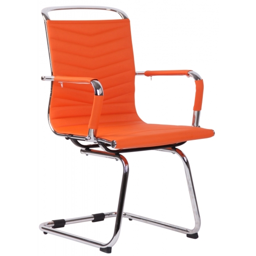 Konferenčná stolička Burnley, syntetická koža, oranžová - 1
