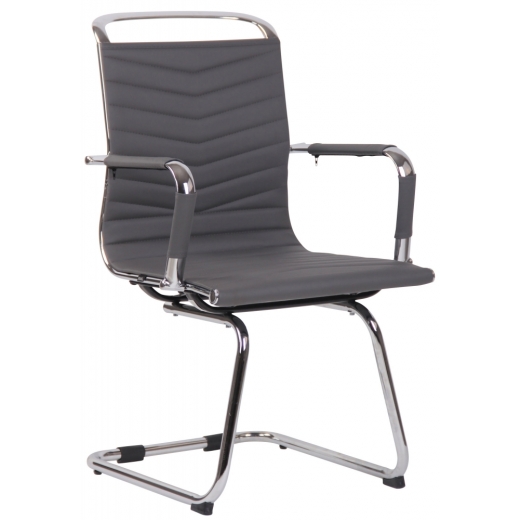 Konferenčná stolička Burnley, syntetická koža, šedá - 1