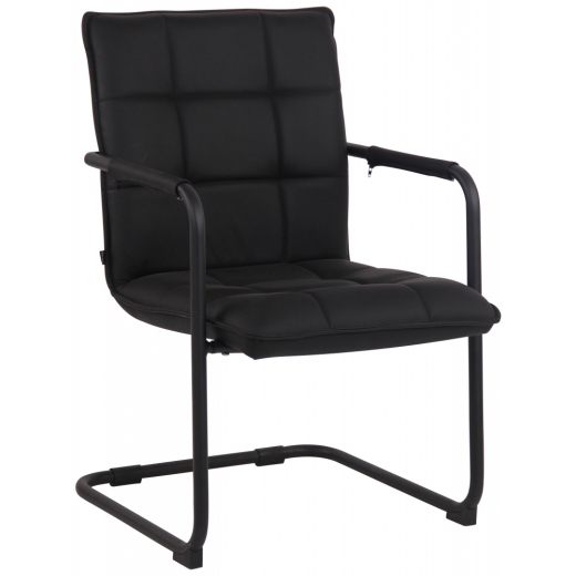 Konferenčná stolička Gandia, pravá koža, čierna / čierna - 1