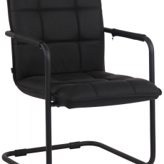 Konferenčná stolička Gandia, pravá koža, čierna / čierna - 1