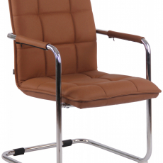 Konferenčná stolička Gandia, pravá koža, svetlo hnedá - 1
