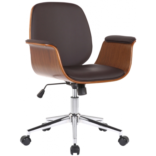 Konferenčná stolička Kemberg, syntetická koža, hnedá - 1