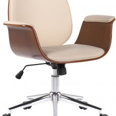 Konferenčná stolička Kemberg, syntetická koža, krémová - 1