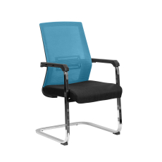 Konferenčná stolička Roma, textil, čierna / modrá - 1