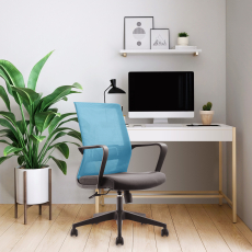 Konferenčná stolička Smart, textilná, modrá - 3