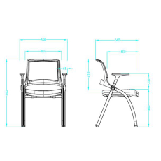 Konferenčná stolička Swiss so stolíkom (SET 2 ks), textilná, čierna - 2