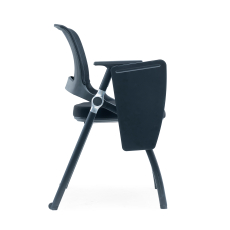 Konferenčná stolička Swiss so stolíkom (SET 2 ks), textilná, čierna - 4