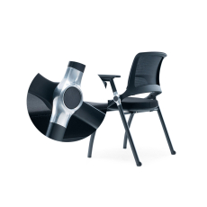 Konferenčná stolička Swiss so stolíkom (SET 2 ks), textilná, čierna - 8