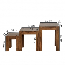 Konferenčné stolíky Mumbai 2, 45 cm, súprava 3 ks, masív Sheesham - 3