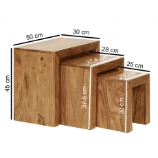 Konferenčné stolíky Mumbai, 45 cm, súprava 3 ks, masív agát - 3