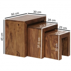 Konferenčné stolíky Mumbai, 45 cm, súprava 3 ks, masív Sheesham - 3