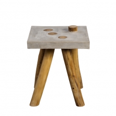 Konferenční / odkládací stolek Quinn, 40 cm, teak/beton - 2