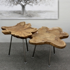 Konferenční / odkládací stolek s teakovou deskou Baum, 55 cm - 2