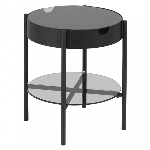 Konferenční / servírovací stolek Lipton, 45 cm, kouřové sklo - 1