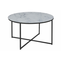 Konferenční stolek Alisma, 80 cm, bílá/černá