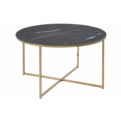 Konferenční stolek Alisma, 80 cm, černá / zlatá
