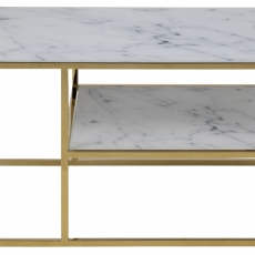 Konferenční stolek Alisma, 90 cm, bílá/zlatá - 2