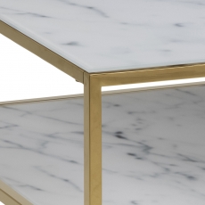 Konferenční stolek Alisma, 90 cm, bílá/zlatá - 6