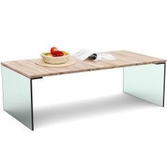 Konferenční stolek Anes, 120 cm, dub / sklo