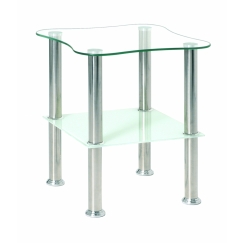 Konferenční stolek Azariah, 47 cm, nerez / bílá