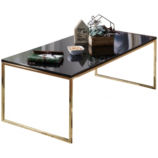 Konferenční stolek Bisa, 120 cm, černá / zlatá