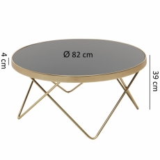 Konferenční stolek Cala, 82  cm, černá / zlatá - 4