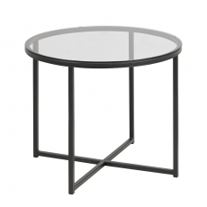 Konferenční stolek Claire kulatý, kouřová/černá - 1