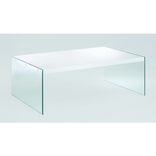 Konferenční stolek Gero, 110 cm, bílá / čirá - 1