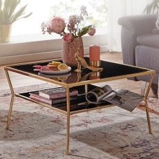 Konferenční stolek Gise, 70 cm, černá / zlatá - 2
