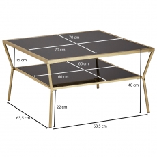 Konferenční stolek Gise, 70 cm, černá / zlatá - 4