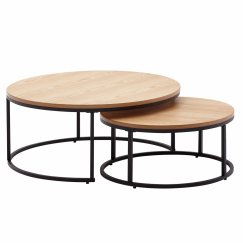 Konferenční stolek Holey (SADA 2 ks), 80 cm, dub