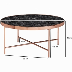 Konferenční stolek Kirst, 82 cm, černý mramor - 4