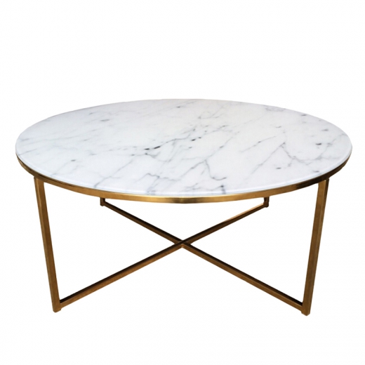 Konferenční stolek kulatý Alma II, 80 cm, zlatá - 1