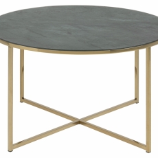 Konferenční stolek Macklin, 80 cm, tm. mramor / chrom - 2