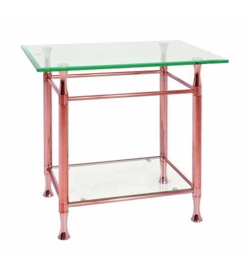 Konferenční stolek Maddux, 58 cm, čirá / měděná