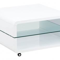 Konferenční stolek na kolečkách Herman, 80 cm, bílá - 1