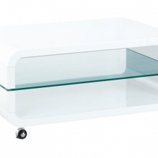 Konferenční stolek na kolečkách Herman, 90 cm, bílá - 1