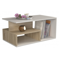 Konferenční stolek Prima, 90 cm, dub sonoma / bílá