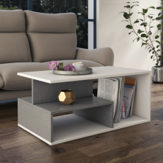 Konferenční stolek Prima, 90 cm, tmavý beton / bílá - 2