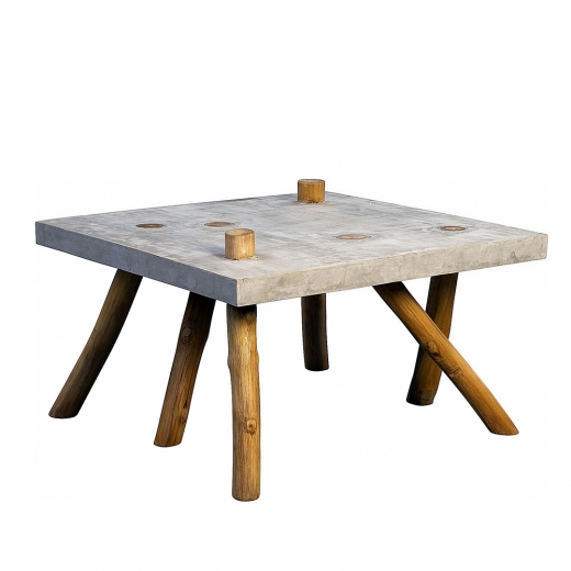 Konferenční stolek Quinn, 80 cm, teak/beton - 1