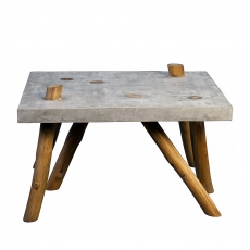 Konferenční stolek Quinn, 80 cm, teak/beton - 2