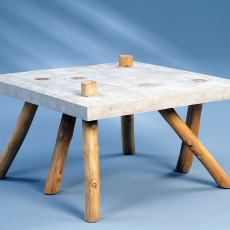 Konferenční stolek Quinn, 80 cm, teak/beton - 3