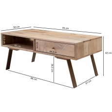 Konferenční stolek Rita, 95 cm, masivní mangové dřevo - 4