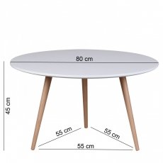 Konferenční stolek Scanio, 80x45 cm, bílá/buk - 3