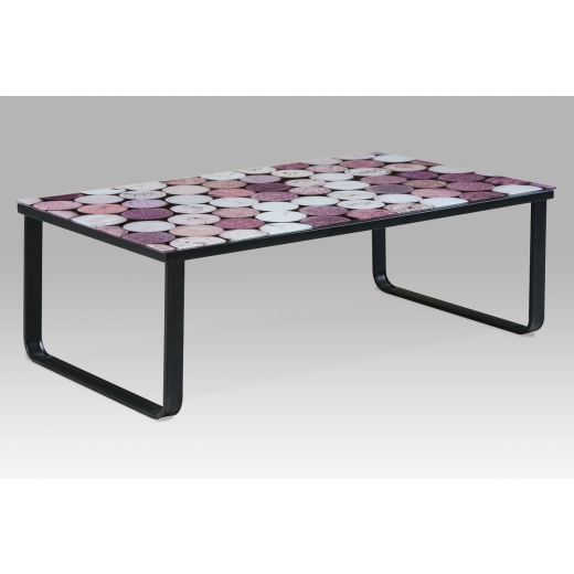 Konferenční stolek skleněný Hynek, 105 cm, korkový dekor - 1
